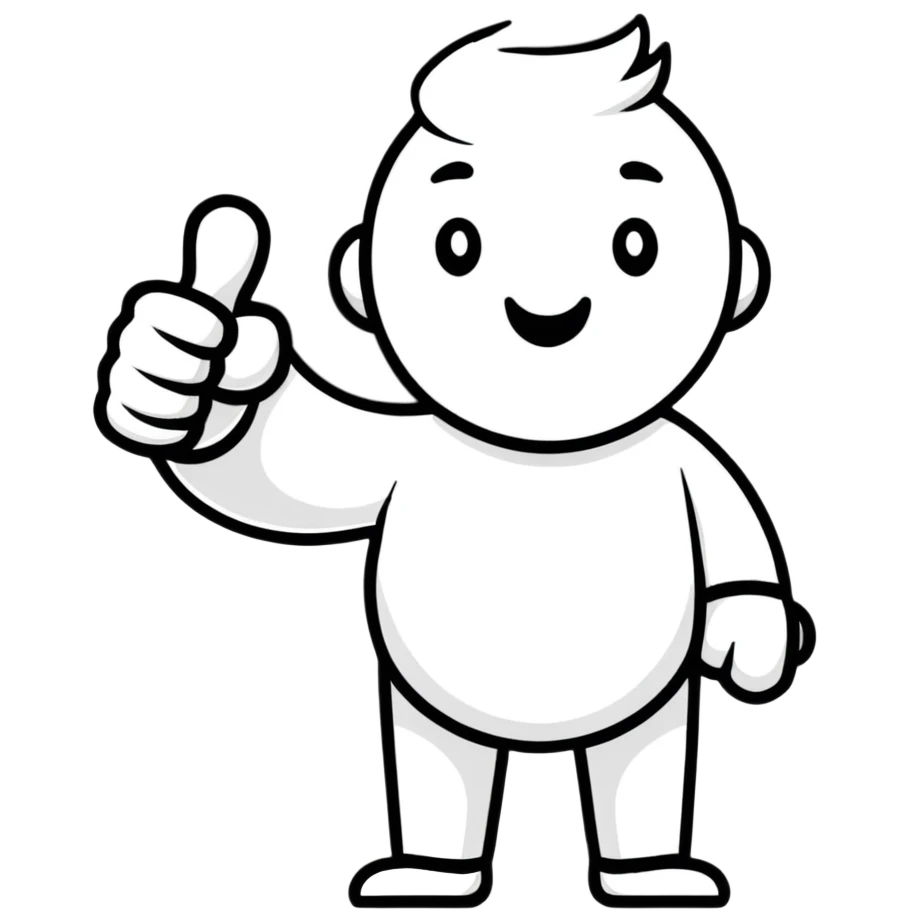 person celebrating completed job, thumbs up gesture emoji