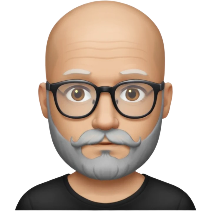 Bald man with salt and pepper beard and glasses and tattoos emoji