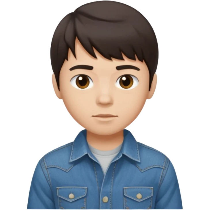 boy dark brown hair with bangs with straight eyebrows folding clothes  emoji