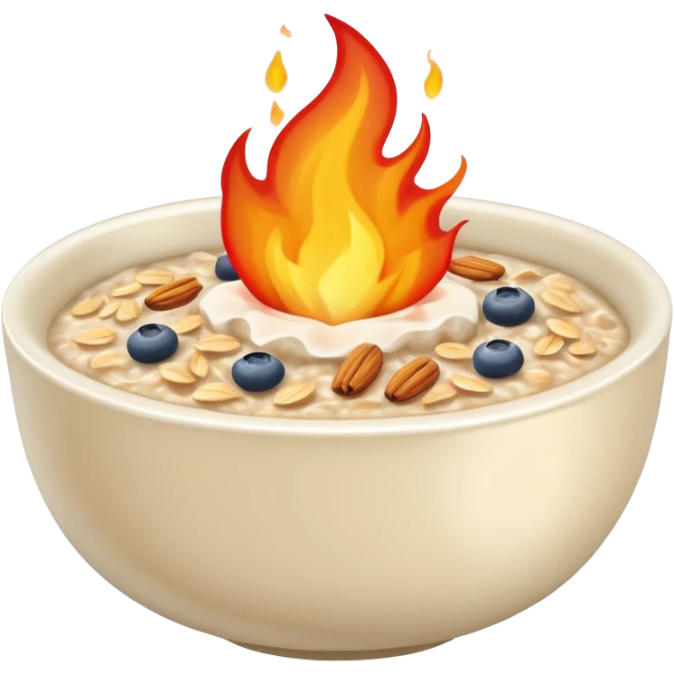 bowl of oatmeal with flames emoji