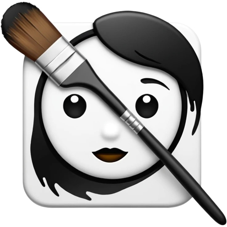 Visualize on-brand content — instantly. black white pallete preferred. brush painting on a canvas. app icon. modern, sleek, minimalistic. ai generated. emoji