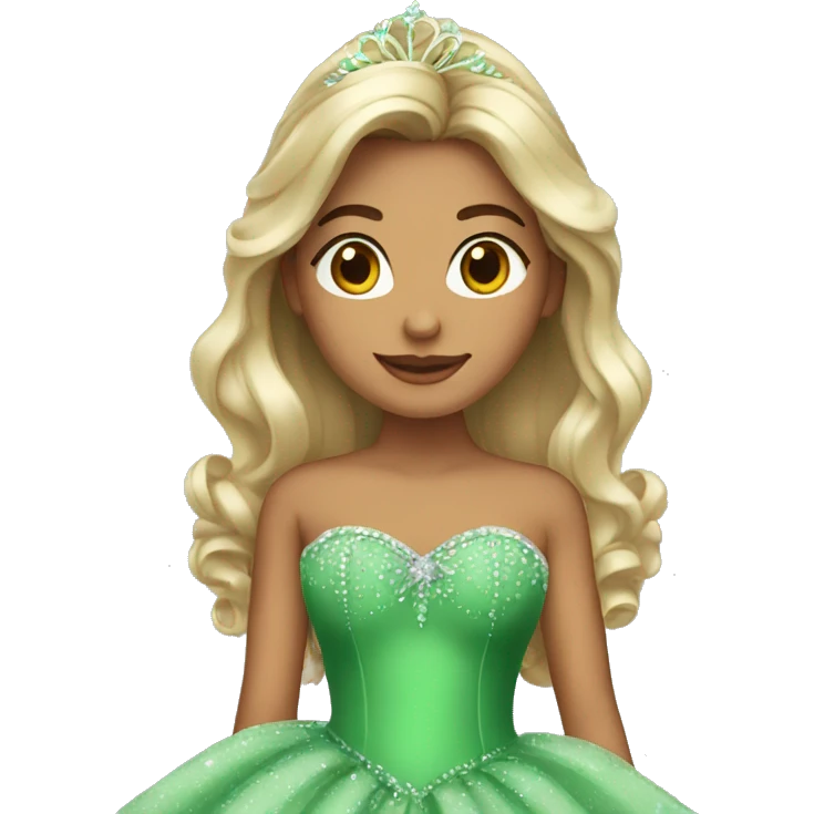 quincenera using green dress emoji