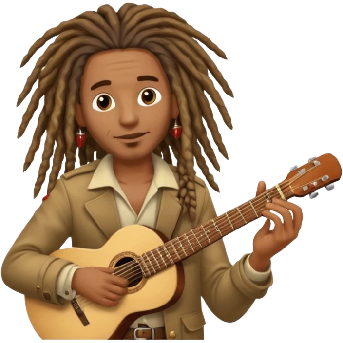 Musician with dreadlocks and Cuba ciga and guitar emoji