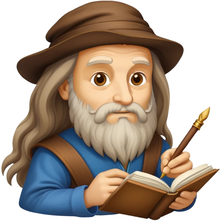 cinematic-realistic-leonardo-da-vinci-portrait-emoji,-depicted-as-the-quintessential-renaissance-polymath-with-deep,-thoughtful-eyes,-a-flowing-beard,-and-a-quill-or-sketchbook-in-hand.-the-scene-is-illuminated-with-warm,-classical-light emoji