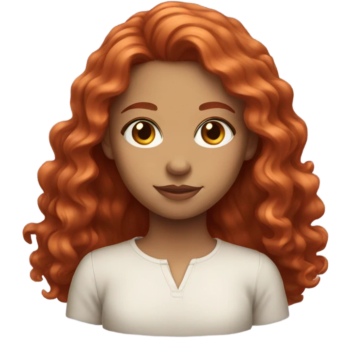 Girl with long wavy red hair and hazel eyes emoji