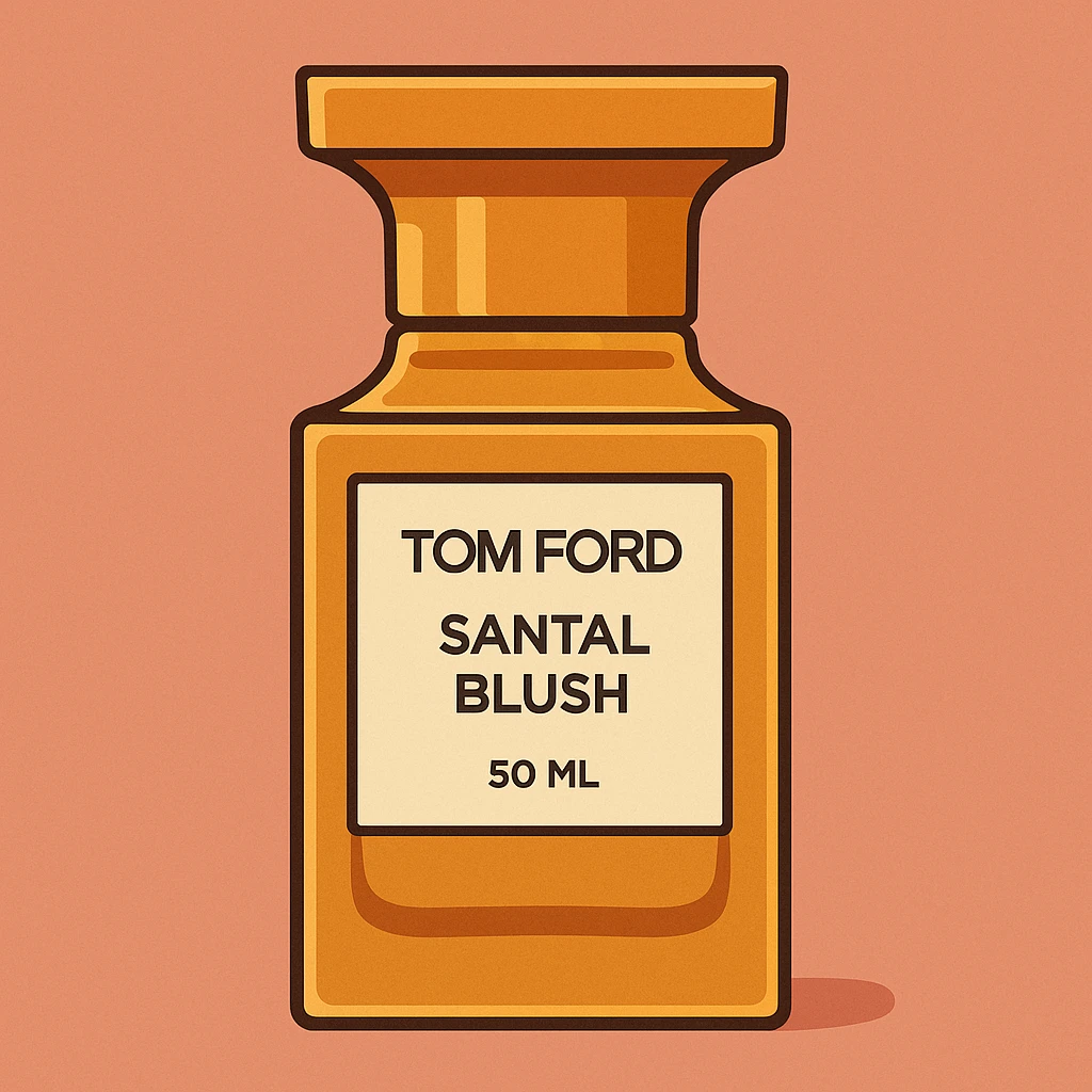 Flat toon style illustration of Tom Ford santal blush perfume  emoji