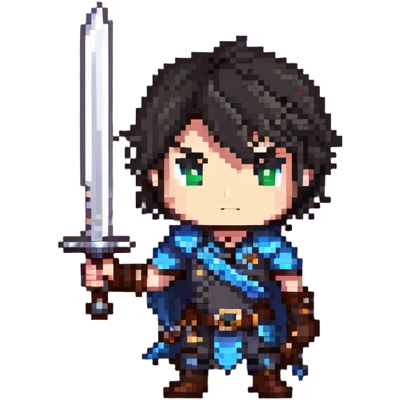 cute chibi male character with sword emoji