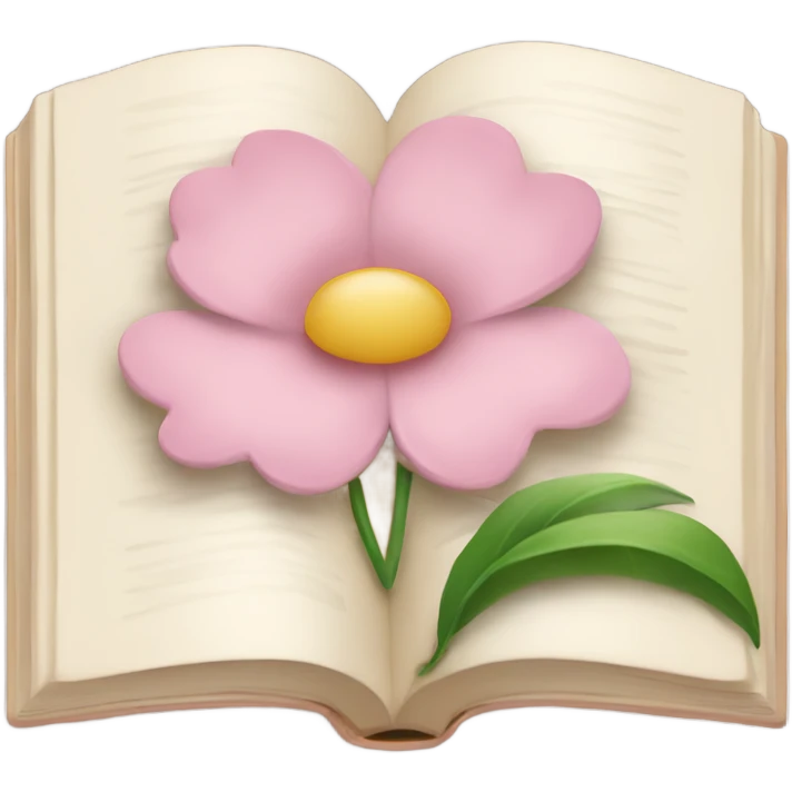 Beige Open book with light pink flower inside emoji
