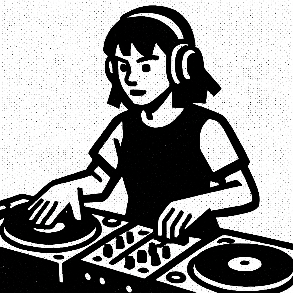 girl playing DJ set emoji