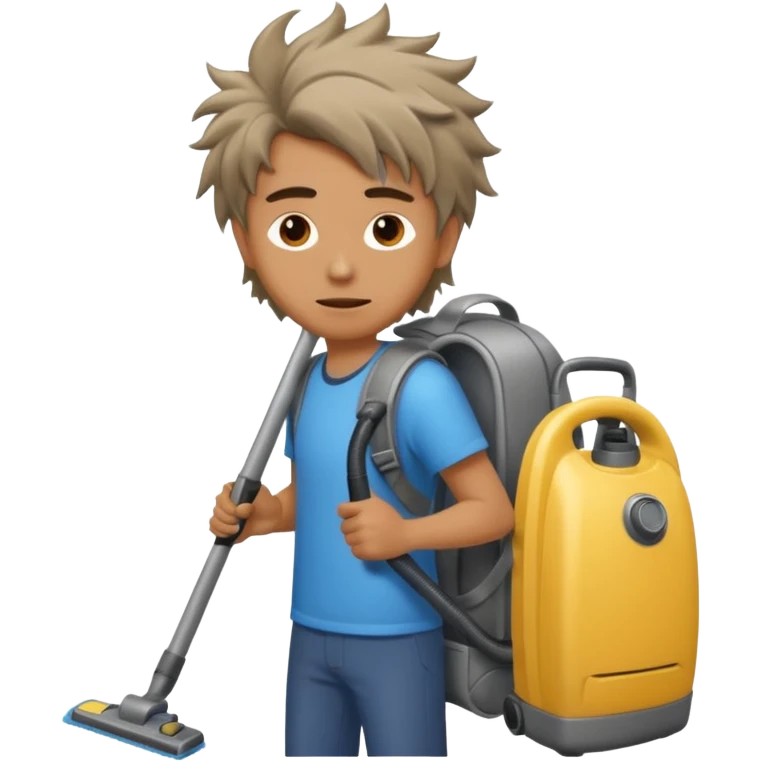 Madman cleaning car with a vacuum in a backpack emoji