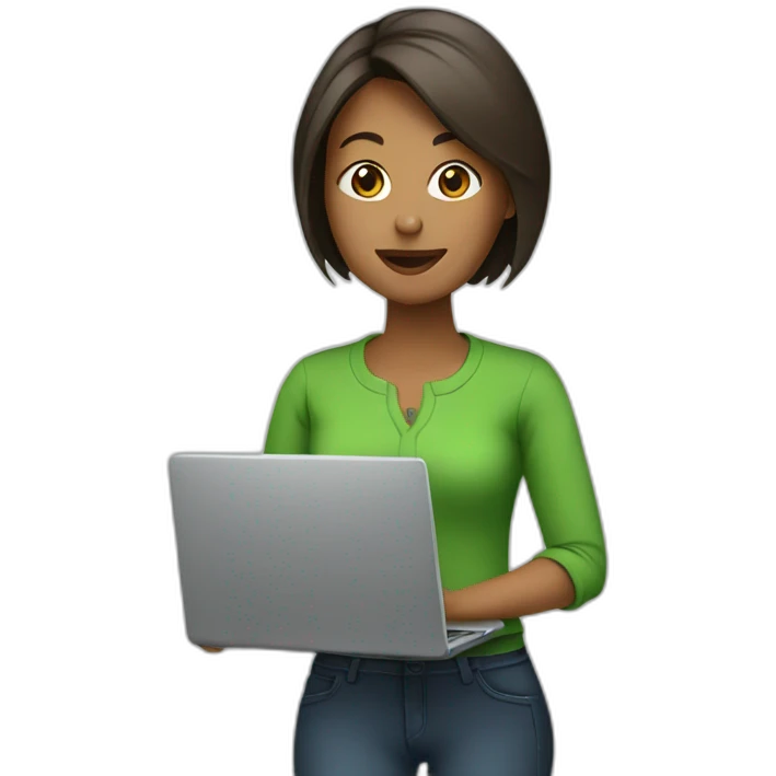 woman with laptop in green shirt emoji