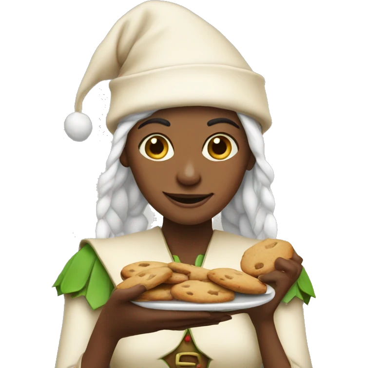 woman elf with cookies emoji