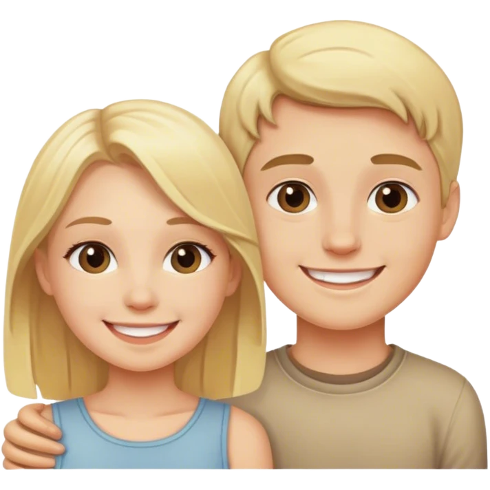 blonde girl and boy smiles emoji