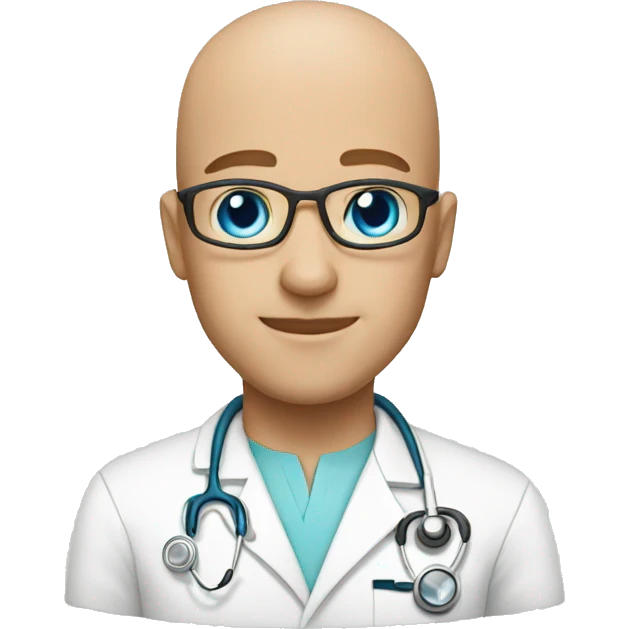 Bald blue eyed doctor emoji