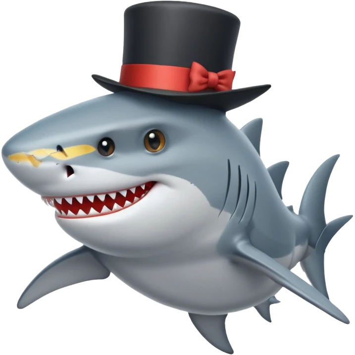 Shark with a top hat emoji