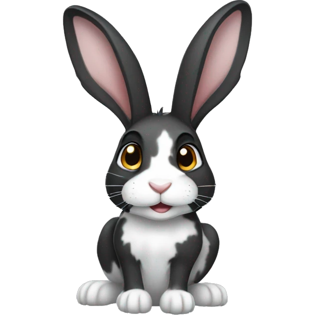 black and white spotted rabbit emoji