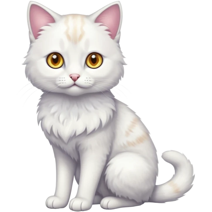 White beautiful elegant slim pretty realistic feline with heterochromia, full body emoji