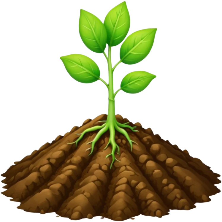 A two-leaf green sprout standing on a mound of brown soil emoji