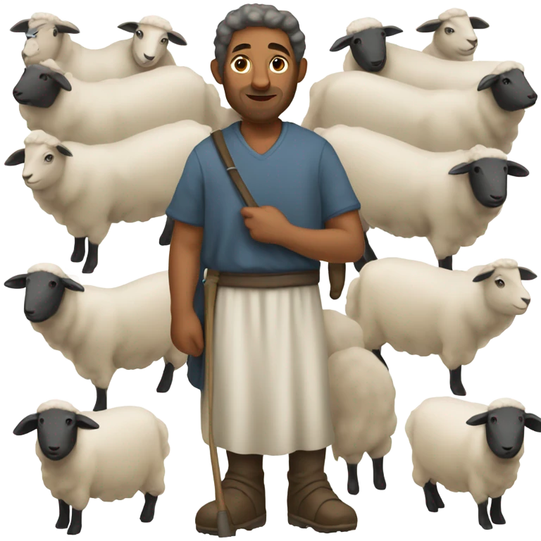 Shepherd of the sheep with people faces emoji
