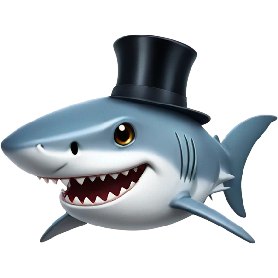 Shark with a top hat emoji