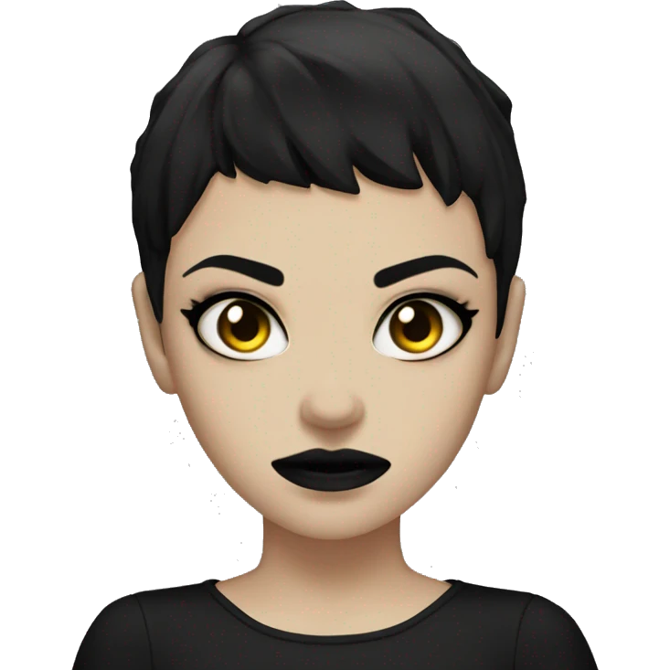 girl goth black short hair angry black eyes  emoji