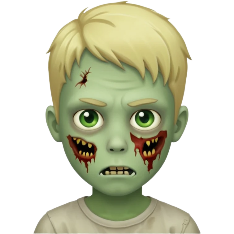 boy zombie with blonde hair and pale green skin emoji