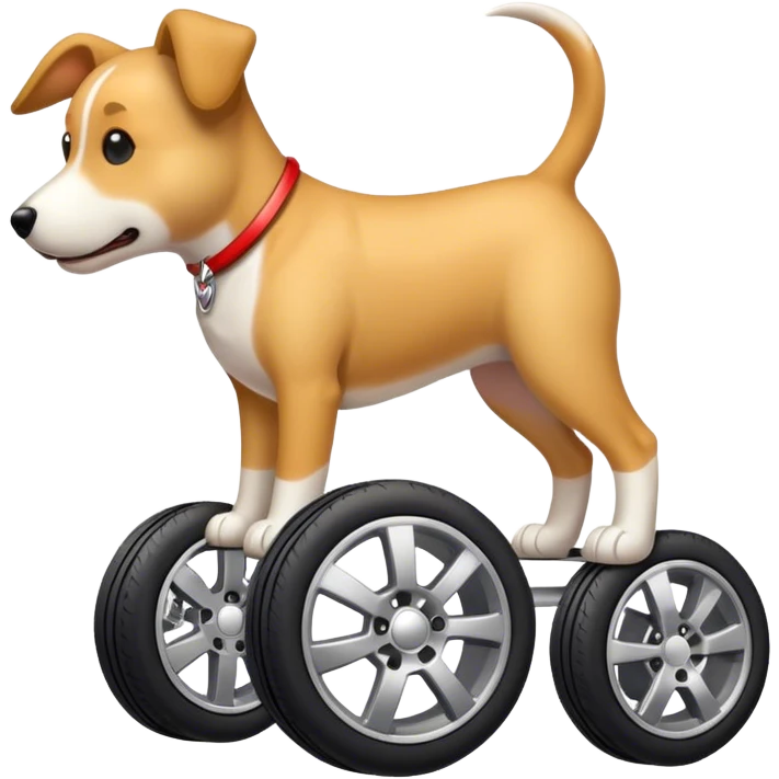 Dog with car wheels emoji