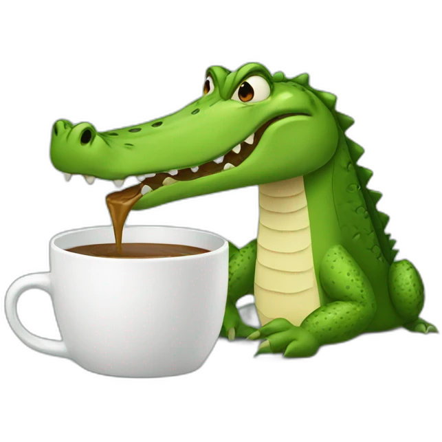 Crocodile drinking coffee emoji