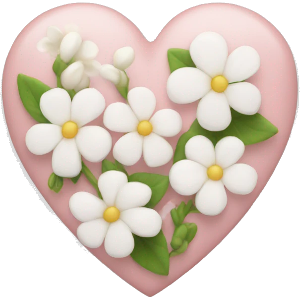 Light pink Heart with white flowers in it emoji