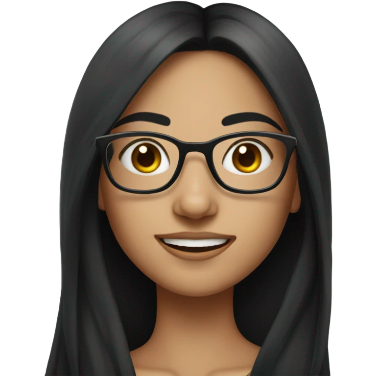 Beautiful girl and long hair BLACK with glasses  emoji