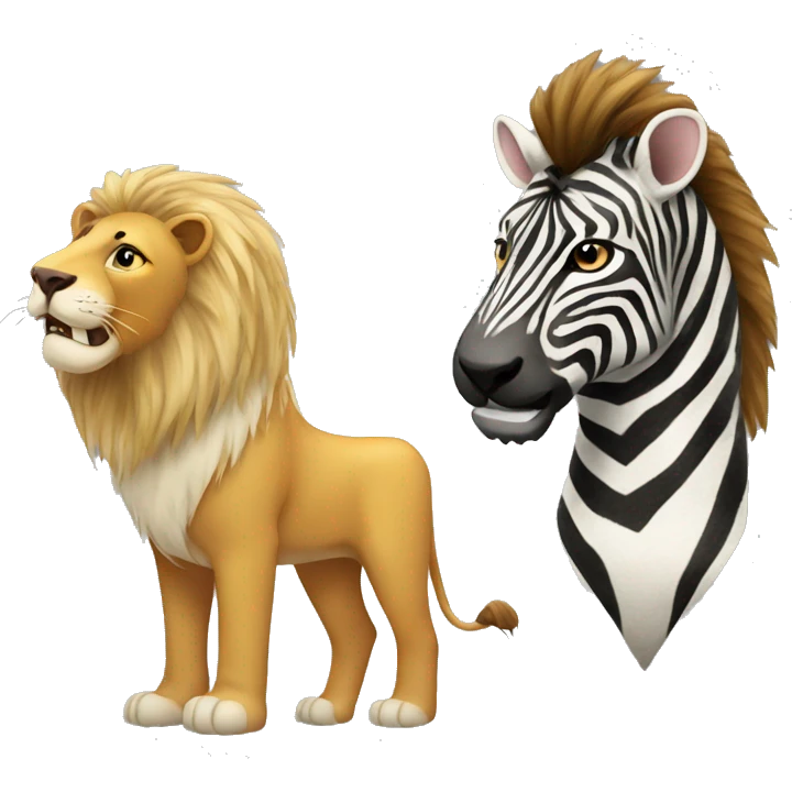lion and zebra friends emoji