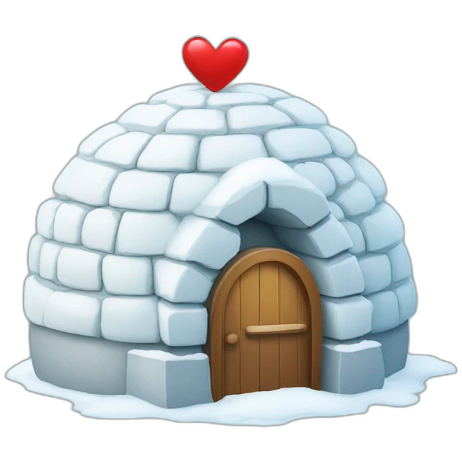 igloo with heart symbol on top of it emoji