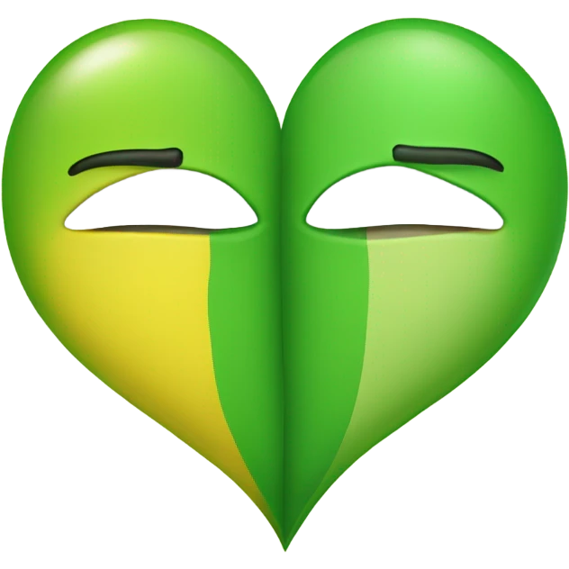 Half green and half yellow heart emoji