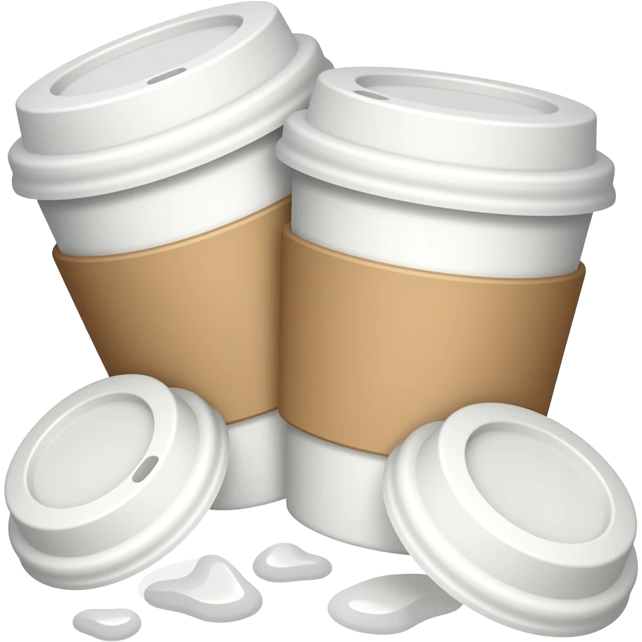 3 empty coffee cups left in a messy way emoji