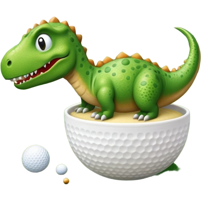 A dinosaur o a golf course dreaming of a bowl of porridge emoji
