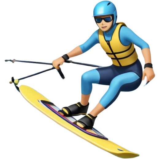 An icon featuring a close-up collage of water skis, splashing water across the surface. The design highlights the motion of the skis cutting through the water. Transparent background emphasizes the thrill of water skiing. emoji