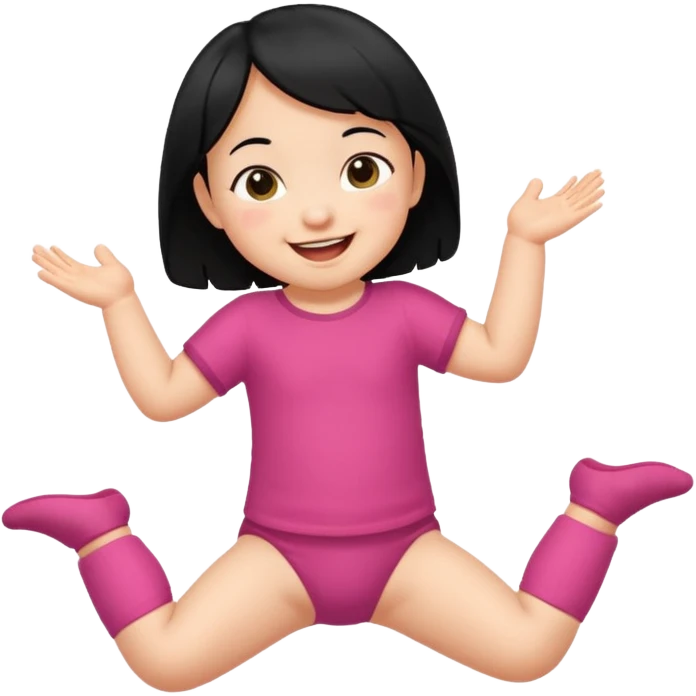 少少黑色頭髮bb開心打開腳跳舞 emoji