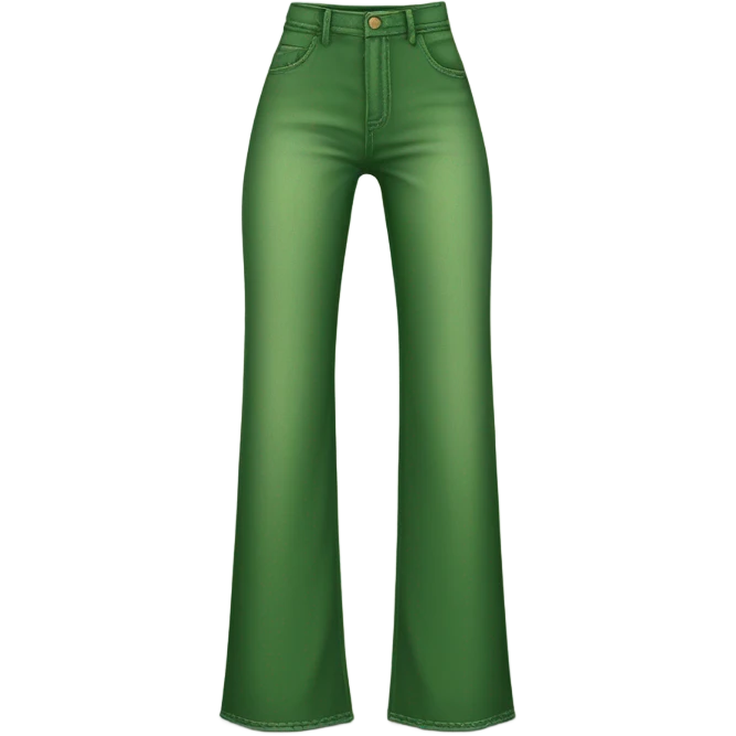 Realistic long Wide leg high waisted green jeans, isolated emoji