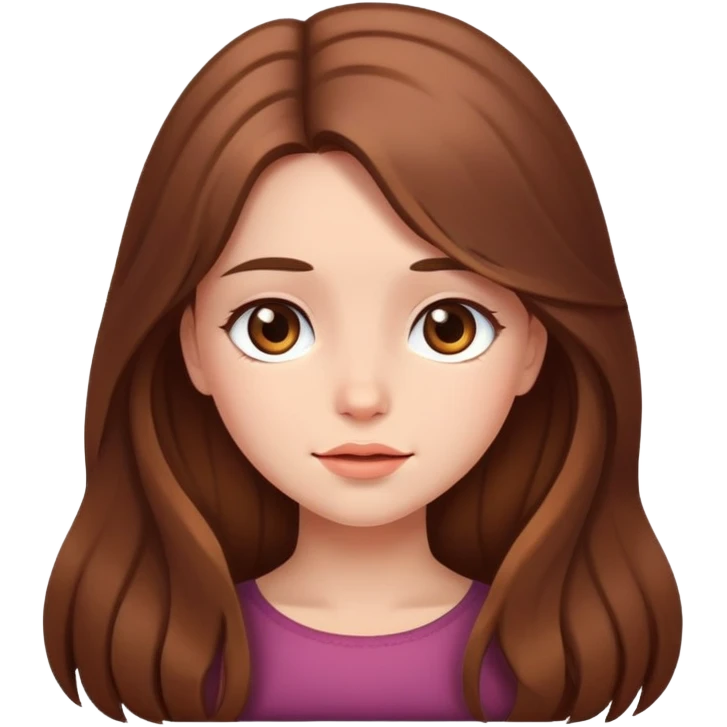 Blushing brown long hair girl  emoji