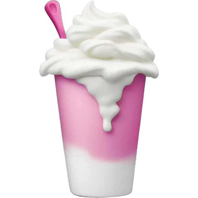Frozen yogurt cup with pink spoon emoji
