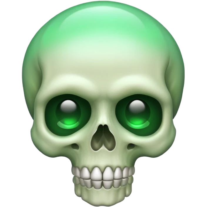 skull emoji raising one eyebrow with green aura around it emoji