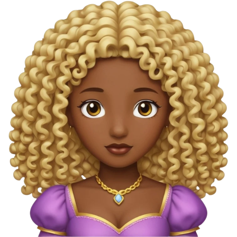 blonde curly haired princesse dark face emoji