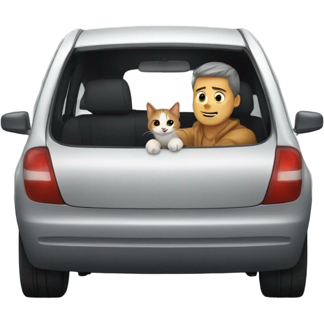 A male touching a cat in the car sauce sauce ￼ emoji