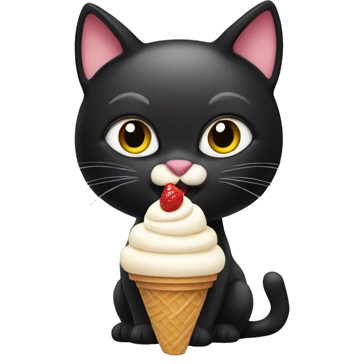 Black cat eating ice cream emoji
