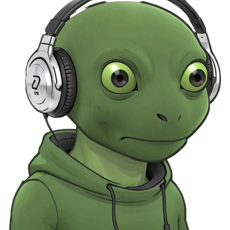 A cute alien with black head phones on emoji