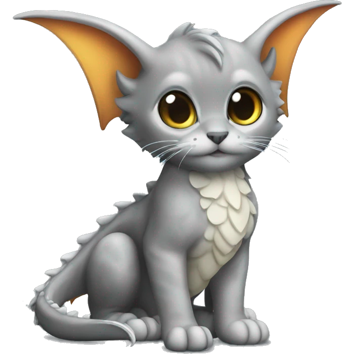 dragon wings on grey kitten emoji