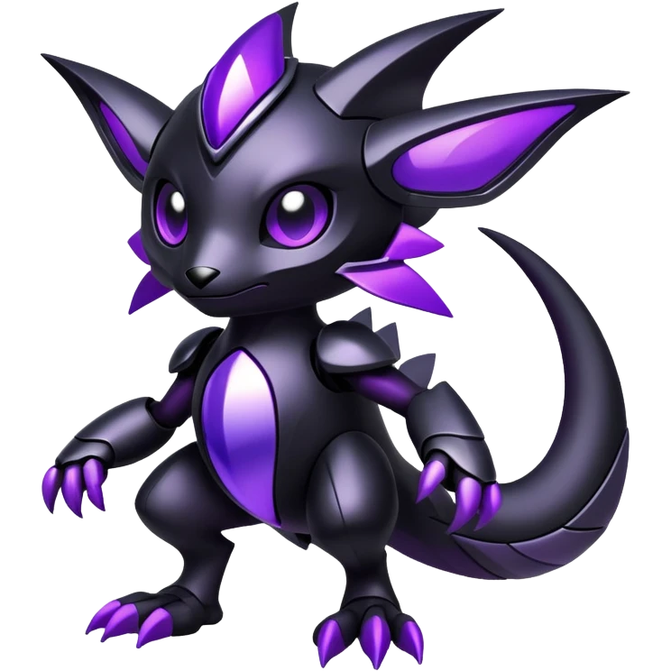 Modern futuristic black dark fakemon-creature with purple accents emoji