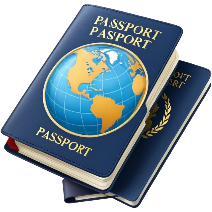 pasaporte cerrado, con un globo del mundo en el centro emoji