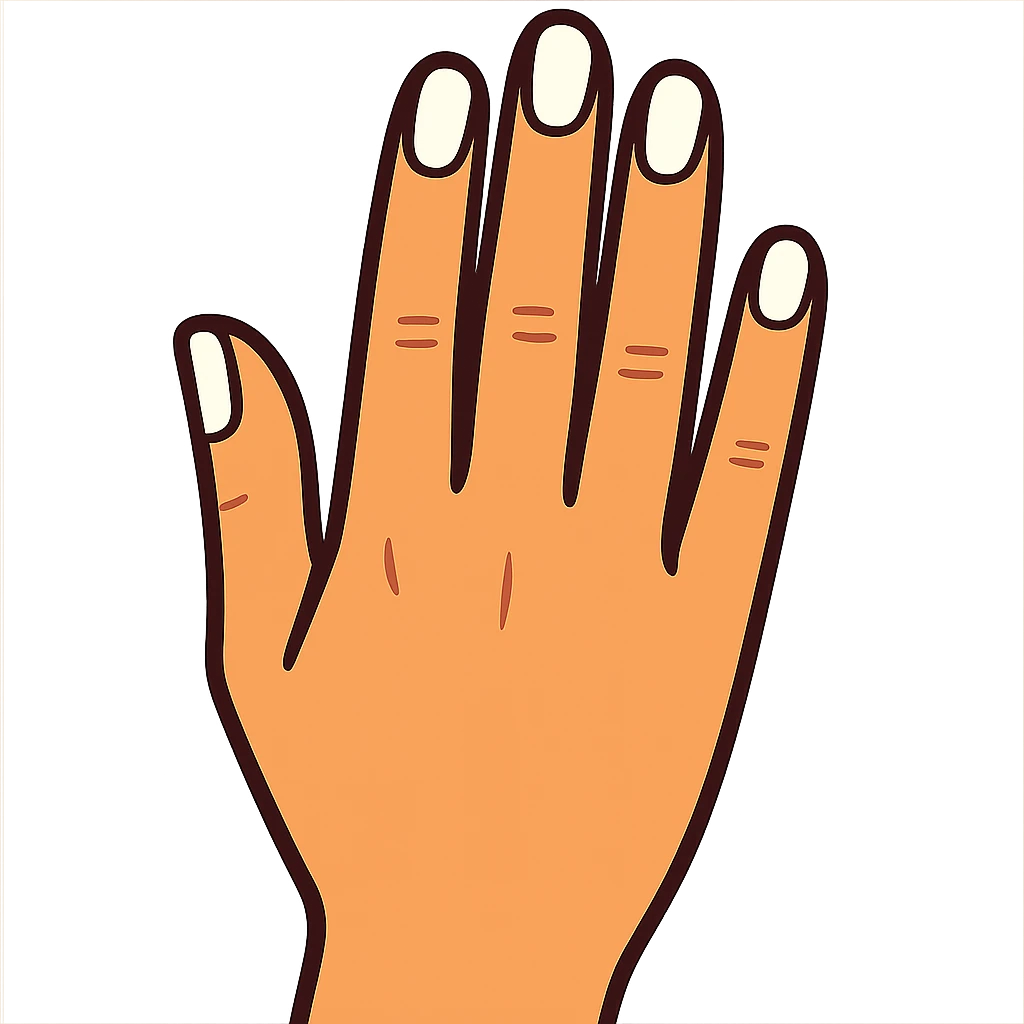 beautiful realistic female hand with five fingers and white manicure emoji