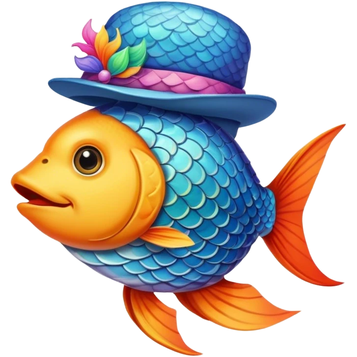Fish wearing a hat emoji